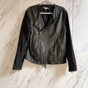 John Varvatos Archival Vintage Lamb Leather Black Moto Biker Zip Jacket SZ M